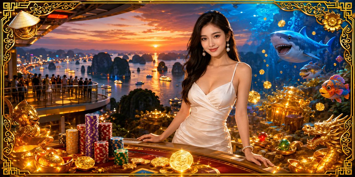 Khung cảnh tuyệt đẹp Vịnh Hạ Long ban đêm với ánh đèn casino