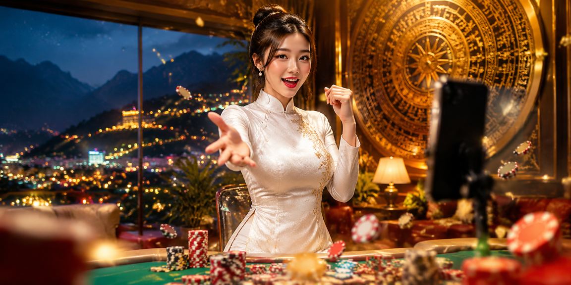 Người chơi thưởng thức trò chơi tại Sapa với trang phục áo dài truyền thống
